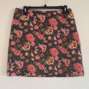 LOFT‎ Womens 6 Tapestry Mini Skirt Pencil Floral Jacquard Ivy Leage Prep Cottage